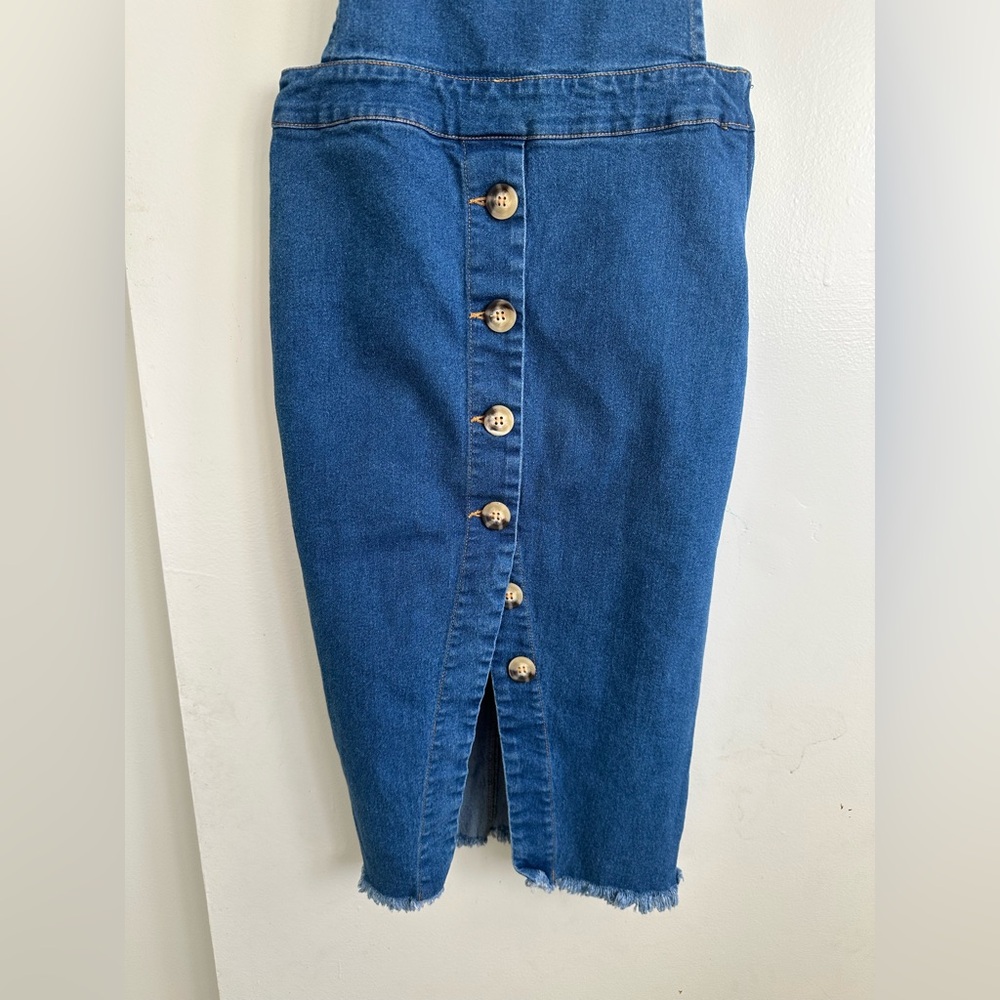 Chic Blue Denim Backless Dress overall - Picture 3 of 13